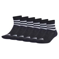 adidas Unisex Quarter Socks, 6-pack - 3-Stripes Cushioned Sportswear Mid-Cut Socks, logo, stripes, padded Black 37-39