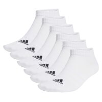 adidas Unisex Sneakersocken, 6er Pack - Thin and Light Sportswear Low Cut Socks, Logo, einfarbig Weiß 37-39