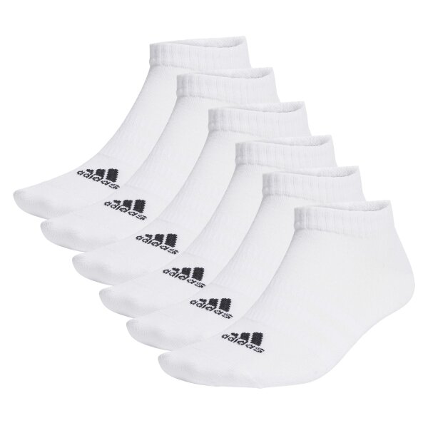 adidas Unisex Sneaker Socks, 6-pack - Thin and Light Sportswear Low Cut Socks, logo, solid color White 46-48