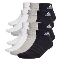 adidas Unisex Quarter Socks, 12-pack - Cushioned Sportswear Ankle, logo, padded, solid color Black/Grey/White 46-48