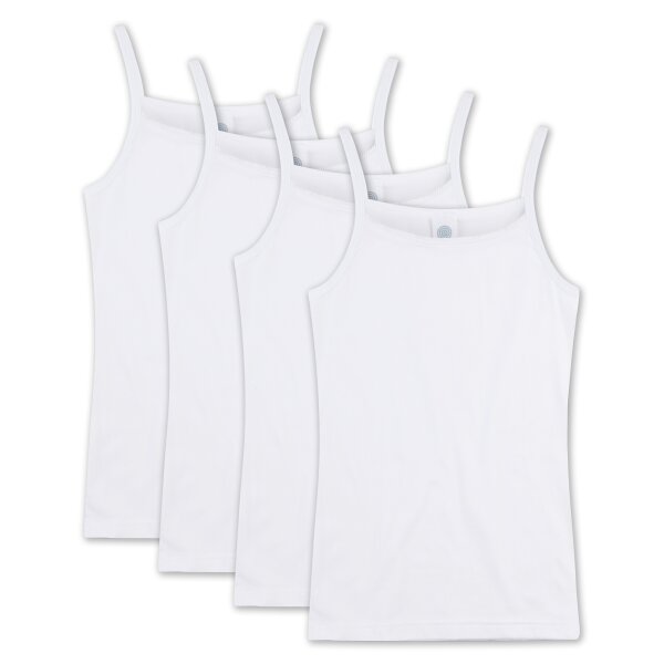 Sanetta Girls Undershirt, Pack of 4 - Shirt without Arms, Top White 140