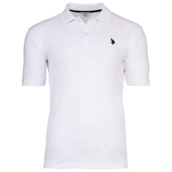 U.S. POLO ASSN. Herren Poloshirt - Piquet, Logo-Stickerei, Cotton Stretch Weiß S