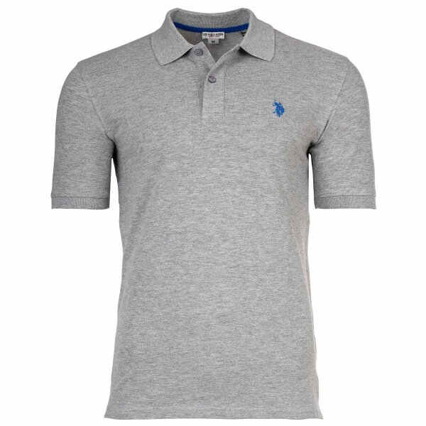 U.S. POLO ASSN. Herren Poloshirt - Piquet, Logo-Stickerei, Cotton Stretch Graumelange S