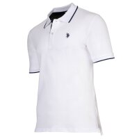 U.S. POLO ASSN. mens polo shirt with contrast details - piqué, logo, cotton stretch White M (Medium)