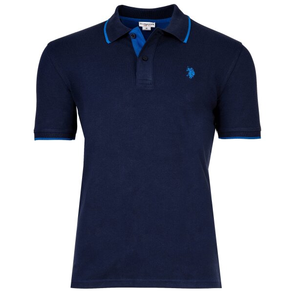 U.S. POLO ASSN. Herren Poloshirt mit Kontrast-Details - Piquet, Logo, Cotton Stretch Marine S