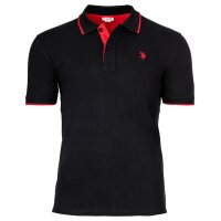 U.S. POLO ASSN. Herren Poloshirt mit Kontrast-Details - Piquet, Logo, Cotton Stretch Schwarz S