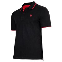 U.S. POLO ASSN. Herren Poloshirt mit Kontrast-Details - Piquet, Logo, Cotton Stretch Schwarz S