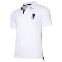 U.S. POLO ASSN. Herren Poloshirt - Kory, Basic, Piquet, Logo, Applikation, Cotton Weiß S