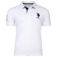 U.S. POLO ASSN. Mens polo shirt - Kory, basic, piquet, logo, appliqué, cotton White S (Small)