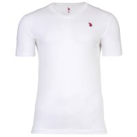 U.S. POLO ASSN. Herren T-Shirts, 2er Pack - V-Neck, Logo-Stickerei, Baumwolle Weiß M