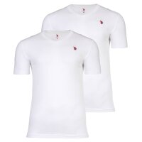 U.S. POLO ASSN. Mens T-shirts, 2-pack - V-neck, embroidered logo, cotton White M (Medium)