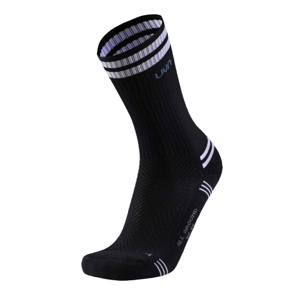 UYN Unisex Socks - Everyday Crew Socks, Logo, solid colour Black/White 35-38 (2.5-5 UK)