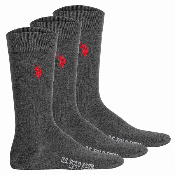 U.S. POLO ASSN. Mens socks, 3-pack - business socks, cotton mix Anthracite melange 39-42 (6-8 UK)