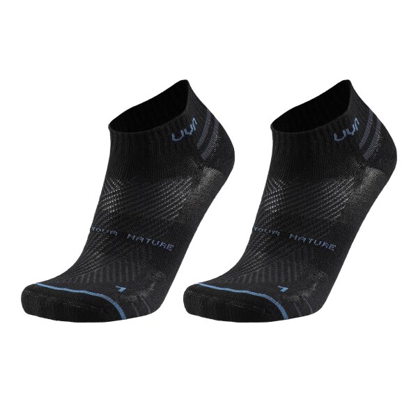UYN Unisex Sneakersocken, 2er Pack - Everyday Low Cut Socks, Logo, einfarbig Schwarz 42-44