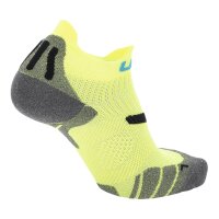 UYN Mens Running Sneaker Socks - 2IN Socks, Socks, Polyamide, Logo Yellow/Grey 39-41