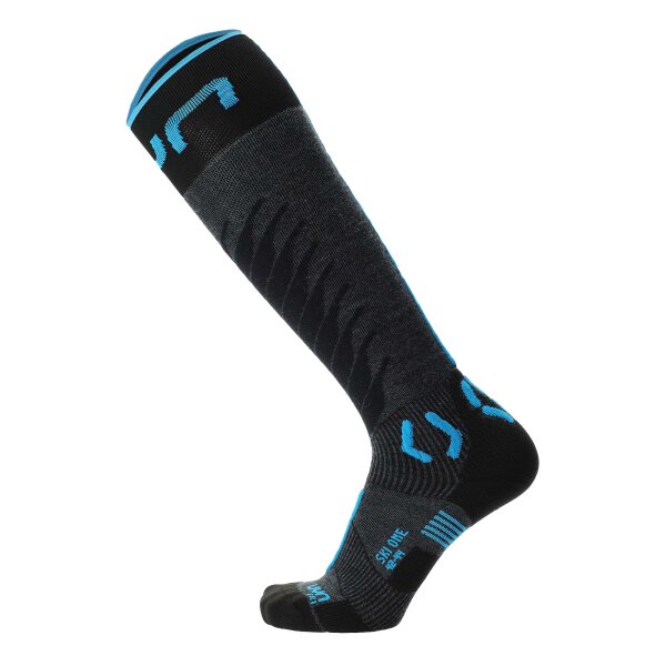 UYN Herren Ski Socken - One Merino Socks, Merinowolle, Logo Grau/Blau 35-38