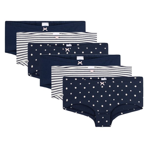 Sanetta Girls Cutbrief Pack of 6 - Briefs, Underpants, patterned Blue/White 140