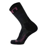 UYN Damen Trekking Socken - Trekking One All Season Mid Socks, Wandersocken, Logo Schwarz/Grau/Rosa 35-36