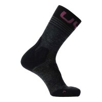 UYN Damen Trekking Socken - Trekking One All Season Mid Socks, Wandersocken, Logo Schwarz/Grau/Rosa 35-36
