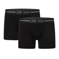 CAMP DAVID Herren Boxershorts, 2er Pack - Comfort Cotton Boxershorts 2P, Logo Schwarz M