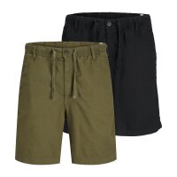 JACK&JONES mens Bermuda shorts, 2-pack - JPSTJAIDEN CAMPAIGN HYBRID BONDI 2PK, shorts, single-coloured Black/Green S (Small)