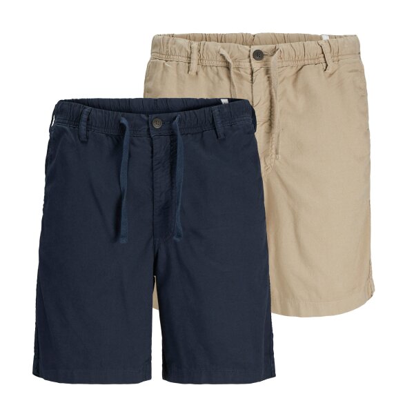 JACK&JONES Herren Bermudashorts, 2er Pack - JPSTJAIDEN CAMPAIGN HYBRID BONDI 2PK, kurze Hosen, einfarbig Dunkelblau/Beige S