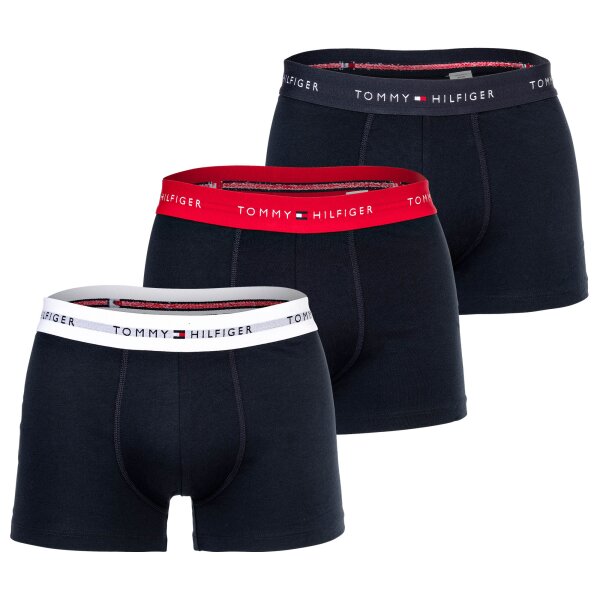 TOMMY HILFIGER mens boxer shorts, 3-pack - trunks, logo, cotton stretch Dark blue/red/white S (Small)