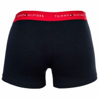 TOMMY HILFIGER Herren Boxershorts, 3er Pack - Trunks, Logo, Cotton Stretch Dunkelblau/Rot/Weiß S