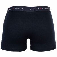 TOMMY HILFIGER Herren Boxershorts, 3er Pack - Trunks, Logo, Cotton Stretch Dunkelblau/Rot/Weiß S