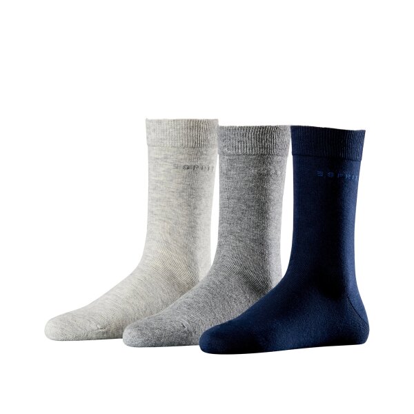 Esprit Damen Socken Solid-Mix 3er Pack; Einheitsgröße 36-41 - Farbenauswahl / Farbe: Melange Grau, Grau, Marine