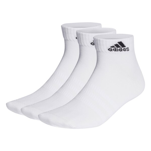 adidas Unisex Quarter Socken, 3er Pack - Sportswear Thin Ankle, Logo, einfarbig Weiß 37-39
