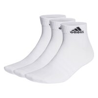 adidas Unisex Quarter Socken, 3er Pack - Sportswear Thin Ankle, Logo, einfarbig Weiß 37-39