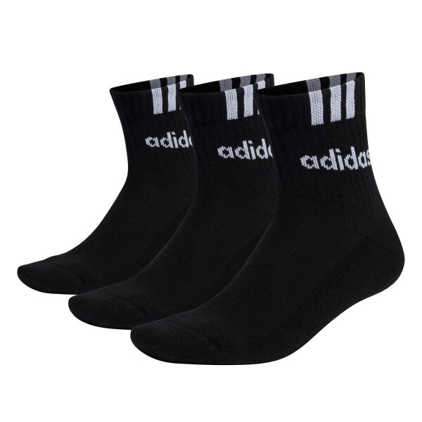 adidas unisex quarter socks, 3-pack - Sportswear Thin Ankle, logo, solid colour Black 37-39