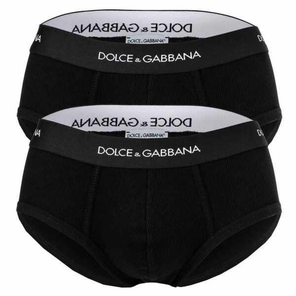 DOLCE & GABBANA mens briefs, 2-pack - ‘Brando’ briefs, logo waistband, cotton Black M (Medium)