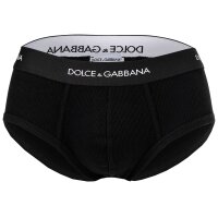DOLCE & GABBANA Herren Slips, 2er Pack - "Slip Brando", Logo-Bund, Baumwolle Schwarz M