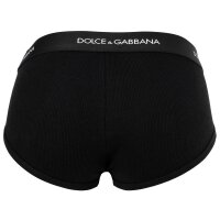 DOLCE & GABBANA Herren Slips, 2er Pack - "Slip Brando", Logo-Bund, Baumwolle Schwarz M