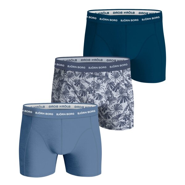 BJÖRN BORG men boxer shorts, 3-pack - Cotton Stretch Boxer, pants, cotton Blue/White L (Large)