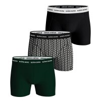 BJÖRN BORG men boxer shorts, 3-pack - Cotton Stretch Boxer, pants, cotton Black/Green XL (X-Large)
