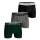 BJÖRN BORG men boxer shorts, 3-pack - Cotton Stretch Boxer, pants, cotton Black/Green XL (X-Large)
