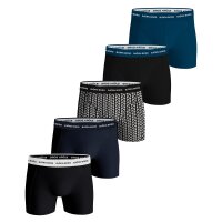 BJÖRN BORG Herren Boxershorts, 5er Pack - Cotton Stretch Boxer , Baumwolle, Logobund Schwarz/Blau XL
