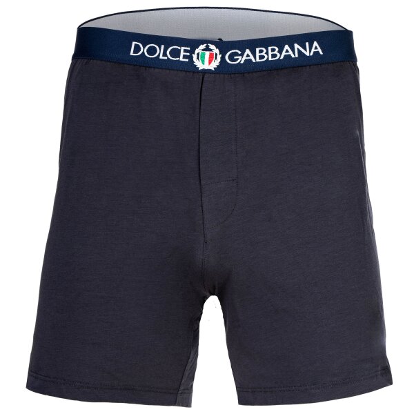 DOLCE & GABBANA Herren Jersey-Boxershorts - Shorts, Logo-Bund, Stretch Baumwolle Blau M