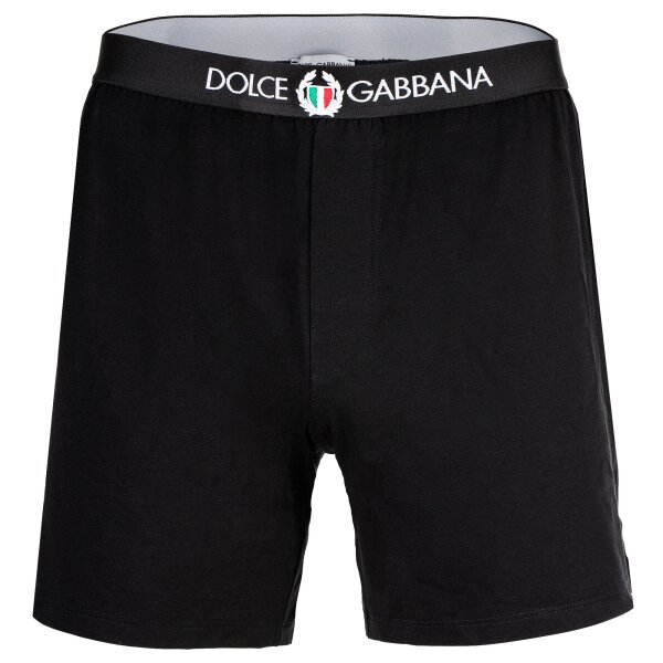 DOLCE & GABBANA Herren Jersey-Boxershorts - Shorts, Logo-Bund, Stretch Baumwolle Schwarz 2XL