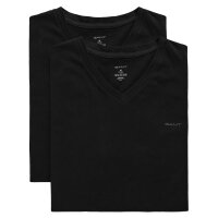 GANT mens T-shirt, 2-pack - V-NECK T-SHIRT 2-PACK, V-neck, short-sleeved, cotton Black M (Medium)
