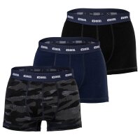 DIESEL Herren Boxershorts, 3er Pack - DAMIEN-UTLT, Cotton Stretch, uni/gemustert Schwarz/Blau M