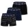 DIESEL Herren Boxershorts, 3er Pack - DAMIEN-UTLT, Cotton Stretch, uni/gemustert Schwarz/Blau M
