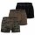 DIESEL Herren Boxershorts, 3er Pack - DAMIEN-UTLT, Cotton Stretch, uni/gemustert Schwarz/Braun/Grün 2XL