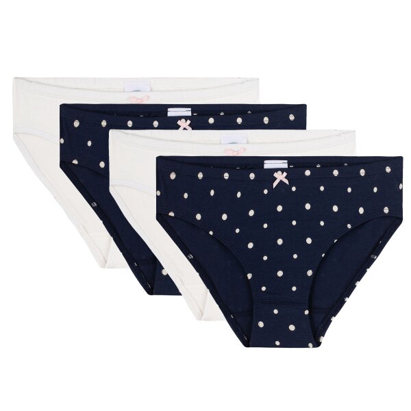 Sanetta Mädchen Rioslip, 4er Pack -  Unterwäsche, Unterhose, Jersey, Punkte Weiß/Dunkelblau 176