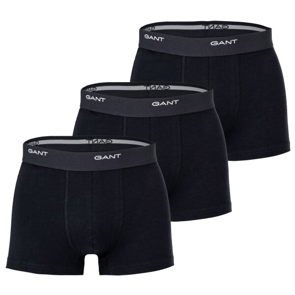 GANT men boxer shorts, 3-pack - Core Trunk 3-pack, cotton stretch, single-coloured Black M (Medium)