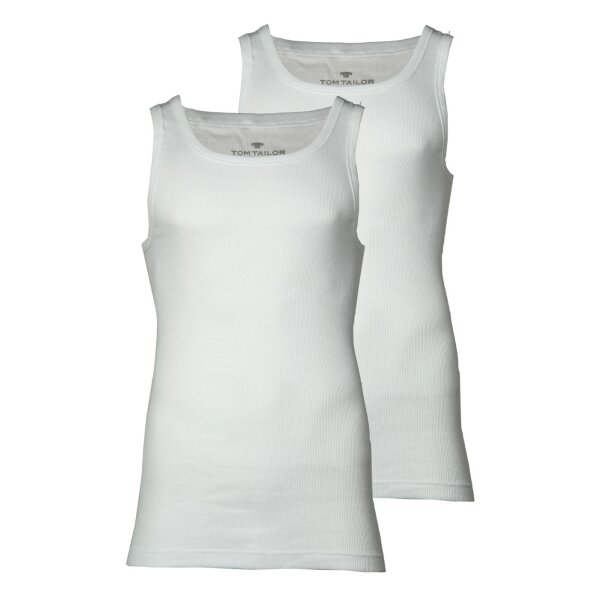 TOM TAILOR mens tank top, pack of 2 - undershirt, Garron S, plain White M (Medium)