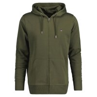 GANT Mens Sweat Jacket - REGULAR SHIELD FULL ZIP HOODIE, hood, cotton mix Green (Moss Green) XL (X-Large)